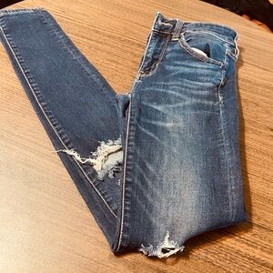 American Eagle Outfitters Distressed Blue Skinny Jeans